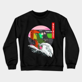 Retro Gaming Machine Dinosaur and cat Crewneck Sweatshirt